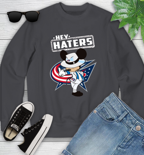 NHL Hey Haters Mickey Hockey Sports Columbus Blue Jackets Youth Sweatshirt 5