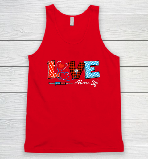 Love Nurselife Valentine Nurse Leopard Print Plaid Heart Tank Top 4