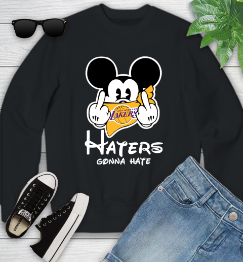 NBA Los Angeles Lakers Haters Gonna Hate Mickey Mouse Disney Basketball T Shirt Youth Sweatshirt