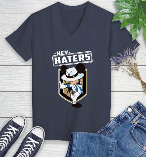 NHL Hey Haters Mickey Hockey Sports Vegas Golden Knights Women's V-Neck T-Shirt 12