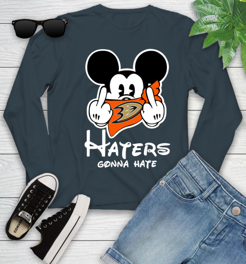 NHL Anaheim Ducks Haters Gonna Hate Mickey Mouse Disney Hockey T Shirt Youth Long Sleeve 9