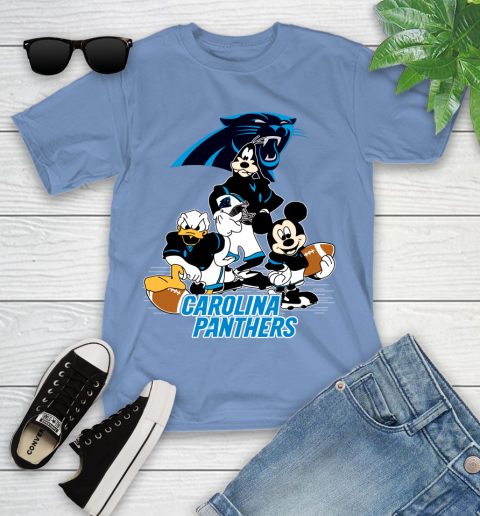 NFL Carolina Panthers Mickey Mouse Donald Duck Goofy Football Shirt Youth T-Shirt 15