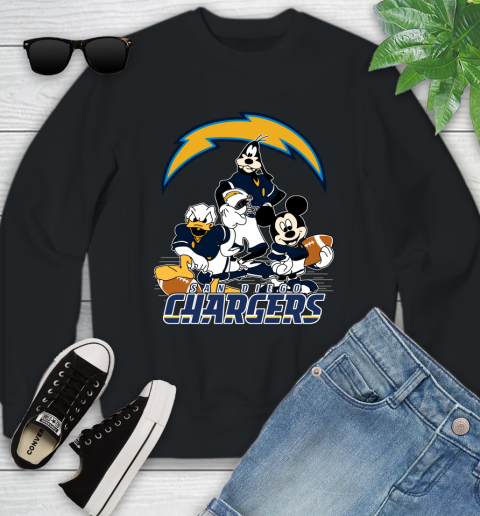 NFL San Diego Chargers Mickey Mouse Donald Duck Goofy Football Shirt Youth Sweatshirt