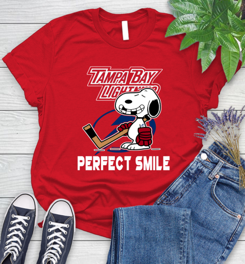 NHL Tampa Bay Lightning Snoopy Perfect Smile The Peanuts Movie Hockey T Shirt Women's T-Shirt 13