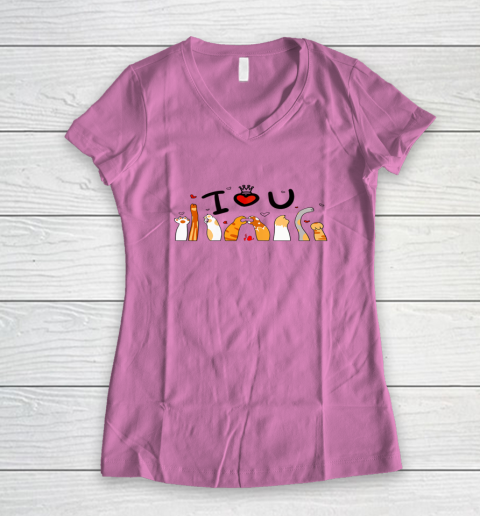 Cute This Is My Valentine Pajama Cat Valentines Day Women's V-Neck T-Shirt 5