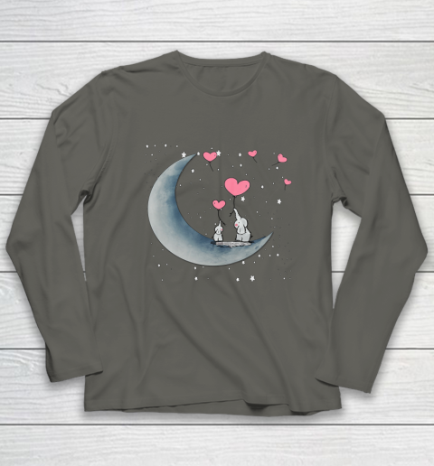 Heart Balloon Elephant Vintage Valentine Mom Crescent Moon Long Sleeve T-Shirt 12