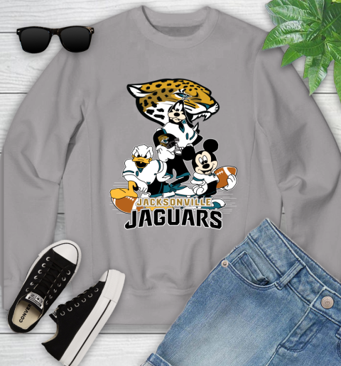 NFL Jacksonville Jaguars Mickey Mouse Donald Duck Goofy Football Shirt Youth Sweatshirt 3