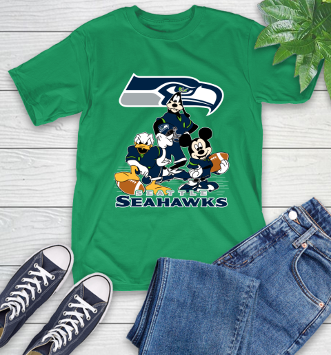 NFL Seattle Seahawks Mickey Mouse Donald Duck Goofy Football Shirt T-Shirt 7