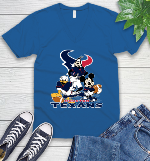 NFL Houston Texans Mickey Mouse Donald Duck Goofy Football Shirt V-Neck T-Shirt 5