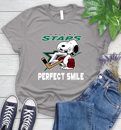 NHL Dallas Stars Snoopy Perfect Smile The Peanuts Movie Hockey T Shirt Women's T-Shirt 5