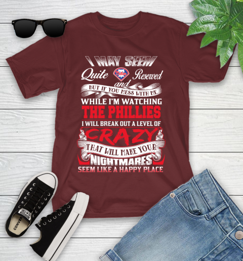 Philadelphia Phillies MLB Baseball Don't Mess With Me While I'm Watching My Team Youth T-Shirt 14
