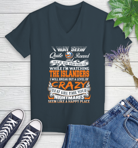New York Islanders NHL Hockey Don't Mess With Me While I'm Watching My Team Women's V-Neck T-Shirt 8