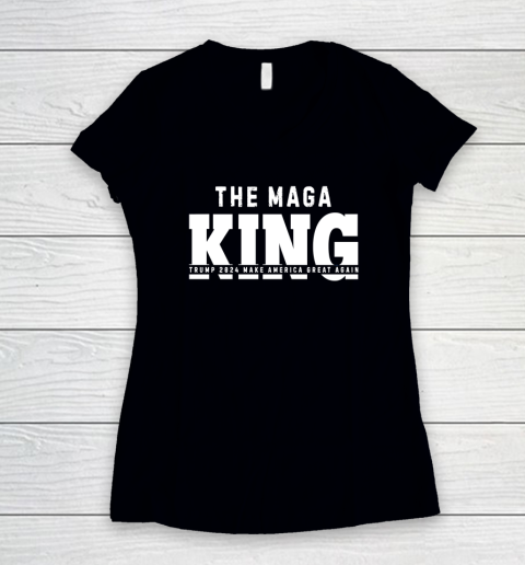 The Great Mage King Shirt Trump 2024 Make America Great Again Women's V-Neck T-Shirt