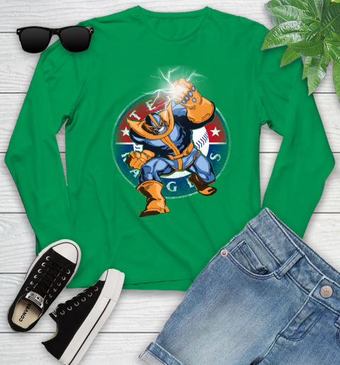 Texas Rangers MLB Baseball Thanos Avengers Infinity War Marvel Youth Long Sleeve 7