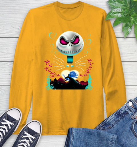NFL Detroit Lions Jack Skellington Sally The Nightmare Before Christmas Football Long Sleeve T-Shirt 2