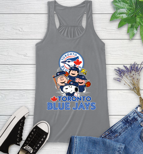 MLB Toronto Blue Jays Snoopy Charlie Brown Woodstock The Peanuts Movie Baseball T Shirt_000 Racerback Tank 4