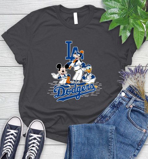 MLB Los Angeles Dodgers Mickey Mouse Donald Duck Goofy Baseball T Shirt Women's T-Shirt 8