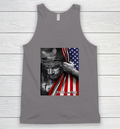 Faith Over Fear God Jesus Christian Flag 4th Of July Tank Top 5