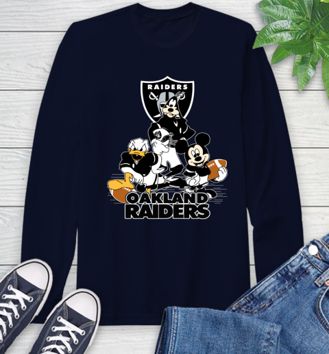 NFL Oakland Raiders Mickey Mouse Donald Duck Goofy Football Shirt Long Sleeve T-Shirt 3