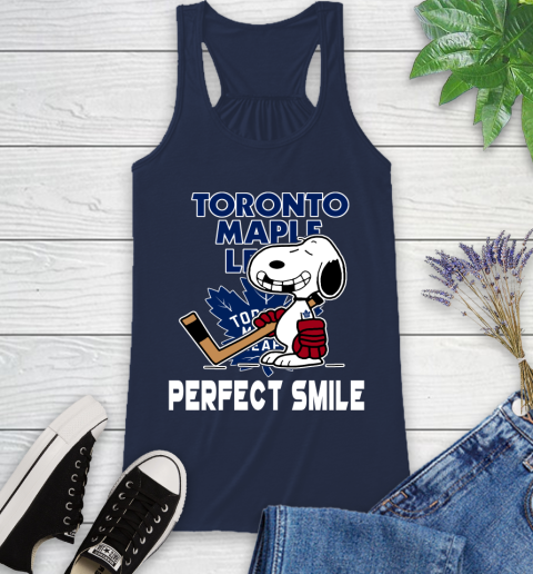 NHL Toronto Maple Leafs Snoopy Perfect Smile The Peanuts Movie Hockey T Shirt Racerback Tank 9