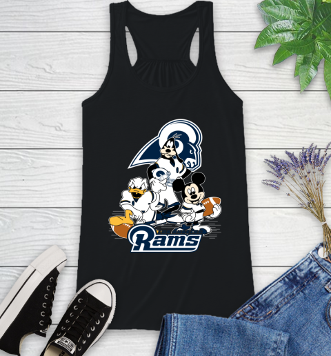NFL Los Angeles Rams Mickey Mouse Donald Duck Goofy Football Shirt Racerback Tank