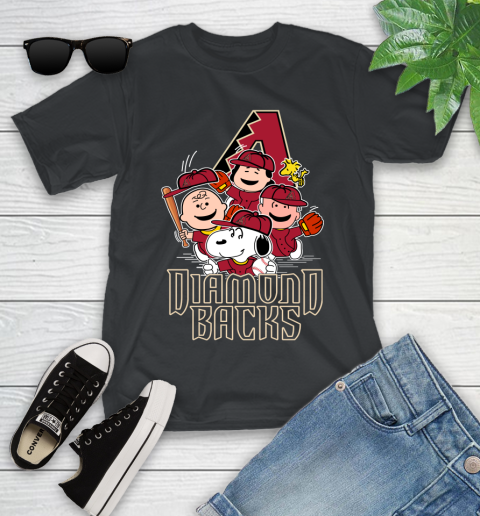 MLB Arizona Diamondbacks Snoopy Charlie Brown Woodstock The Peanuts Movie Baseball T Shirt_000 Youth T-Shirt