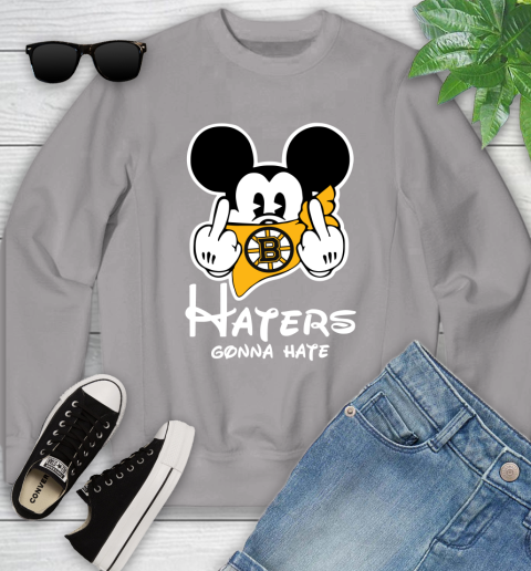 NHL Boston Bruins Haters Gonna Hate Mickey Mouse Disney Hockey T Shirt Youth Sweatshirt 3