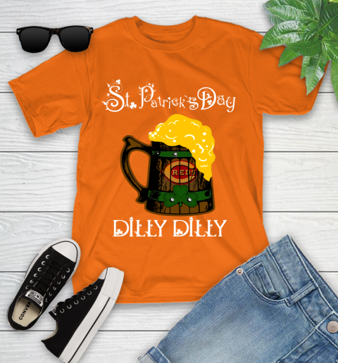 MLB Cincinnati Reds St Patrick's Day Dilly Dilly Beer Baseball Sports Youth T-Shirt 9