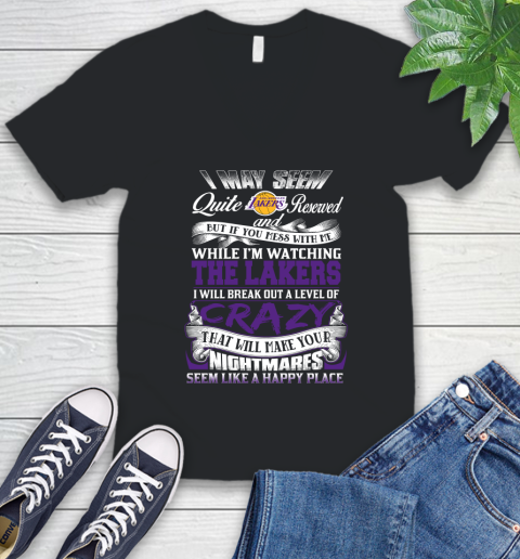 Los Angeles Lakers NBA Basketball Don't Mess With Me While I'm Watching My Team V-Neck T-Shirt