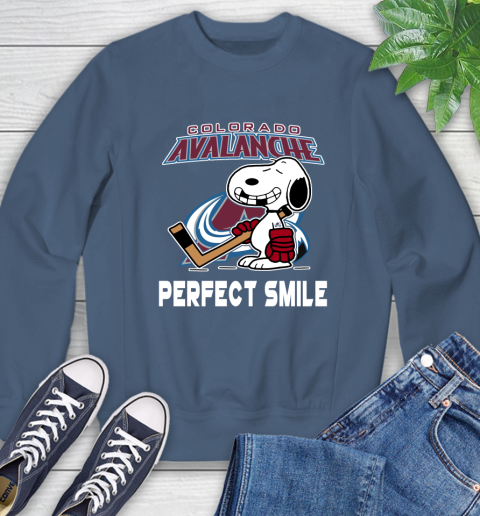 NHL Colorado Avalanche Snoopy Perfect Smile The Peanuts Movie Hockey T Shirt Sweatshirt 8