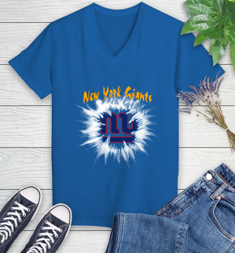 New York Giants NFL Football Adoring Fan Rip Sports Women's V-Neck T-Shirt 10