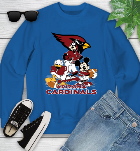 NFL Arizona Cardinals Mickey Mouse Donald Duck Goofy Football Shirt Youth Sweatshirt 7