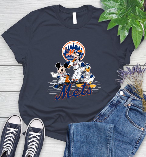 MLB New York Mets Mickey Mouse Donald Duck Goofy Baseball T Shirt Women's T-Shirt 14
