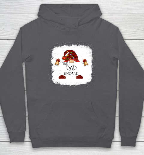 Dad Gnome Buffalo Plaid Christmas Light Bleached Hoodie Tee For