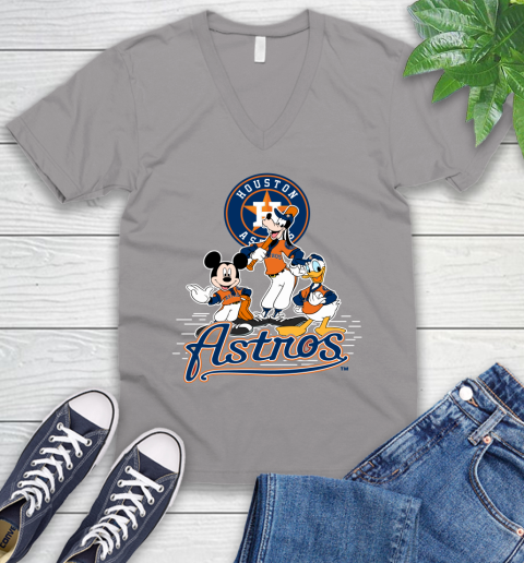 MLB Houston Astros Mickey Mouse Donald Duck Goofy Baseball T Shirt V-Neck T-Shirt 3