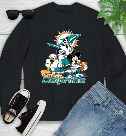 NFL Miami Dolphins Mickey Mouse Donald Duck Goofy Football Shirt Youth Sweatshirt