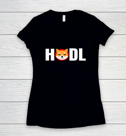 Shiba Inu Token Crypto Shib Army Hodler Coin Cryptocurrency Women's V-Neck T-Shirt