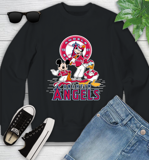 MLB Los Angeles Angels Mickey Mouse Donald Duck Goofy Baseball T Shirt Youth Sweatshirt