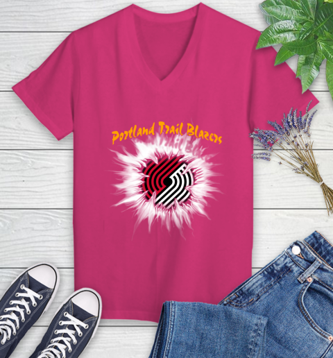 Portland Trail Blazers NBA Basketball Rip Sports Women's V-Neck T-Shirt 9