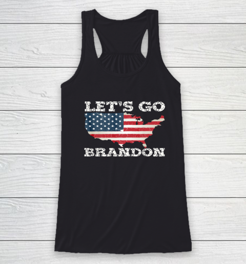 Let's Go Brandon Joe Biden Chant Impeach Biden USA Flag FJB Racerback Tank