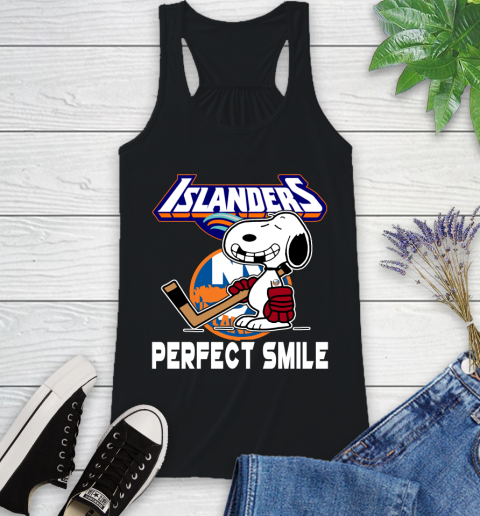 NHL New York Islanders Snoopy Perfect Smile The Peanuts Movie Hockey T Shirt Racerback Tank