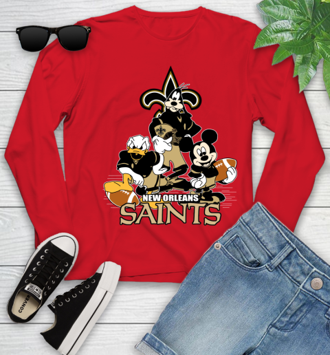 NFL New Orleans Saints Mickey Mouse Donald Duck Goofy Football Shirt Youth Long Sleeve 11