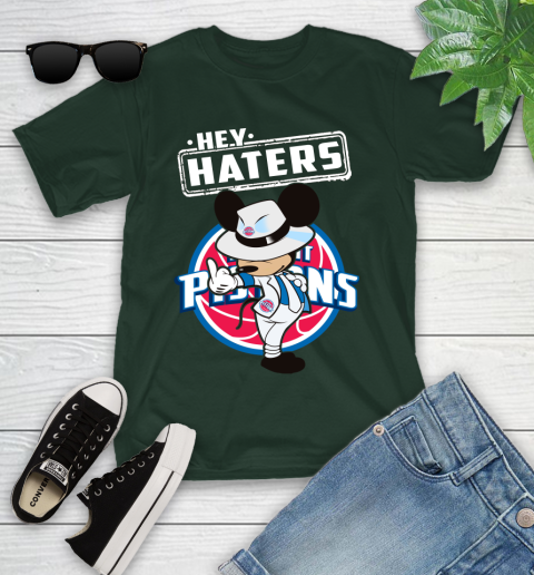 NBA Hey Haters Mickey Basketball Sports Detroit Pistons Youth T-Shirt 5