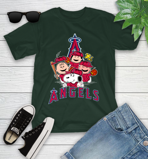 MLB Los Angeles Angels Snoopy Charlie Brown Woodstock The Peanuts Movie Baseball T Shirt_000 Youth T-Shirt 5