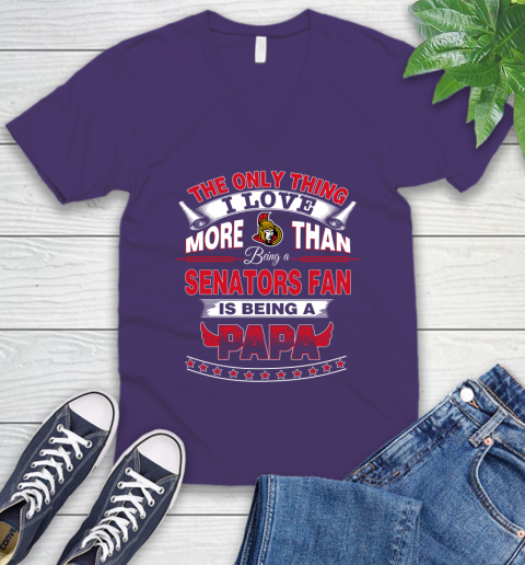 NHL The Only Thing I Love More Than Being A Ottawa Senators Fan Is Being A Papa Hockey V-Neck T-Shirt 9