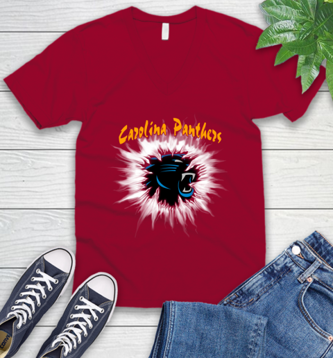 Carolina Panthers NFL Football Adoring Fan Rip Sports V-Neck T-Shirt 7