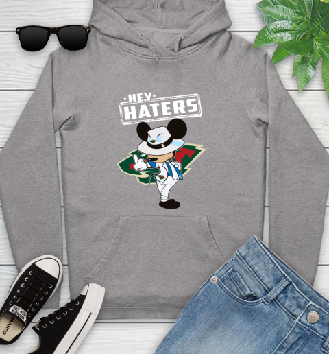 NHL Hey Haters Mickey Hockey Sports Minnesota Wild Youth Hoodie 6