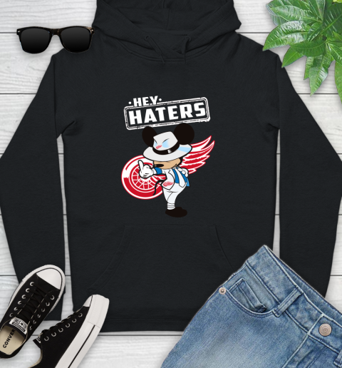 NHL Hey Haters Mickey Hockey Sports Detroit Red Wings Youth Hoodie