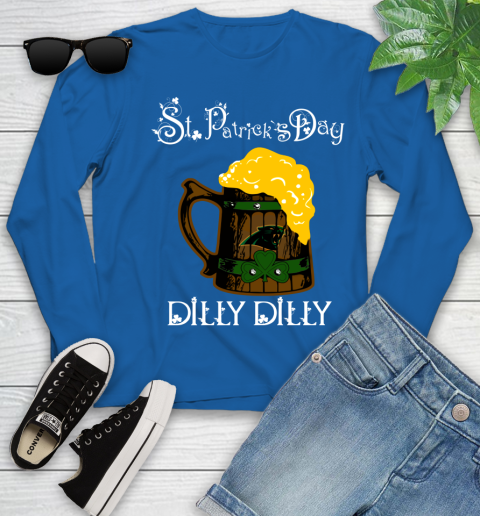 NFL Carolina Panthers St Patrick's Day Dilly Dilly Beer Football Sports Youth Long Sleeve 10