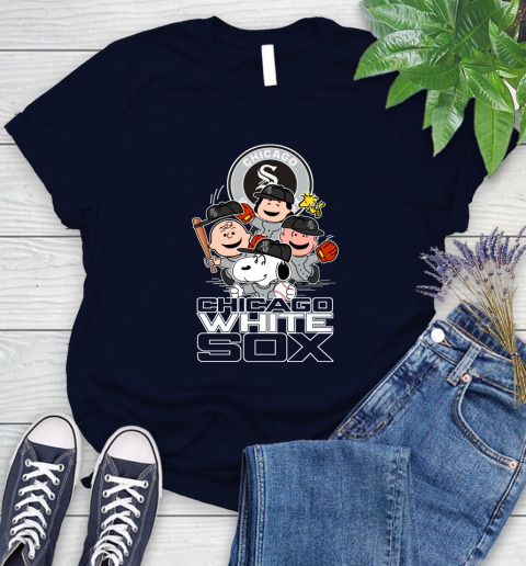 MLB Chicago White Sox Snoopy Charlie Brown Woodstock The Peanuts Movie Baseball T Shirt_000 Women's T-Shirt 2